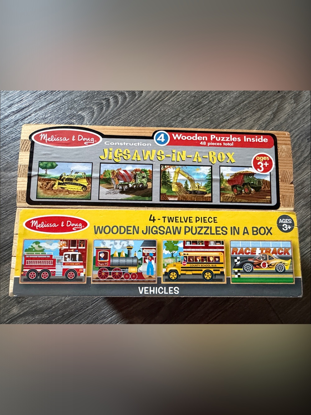 8 puzzles- Melissa & Doug Wooden Vehicles Jigsaw Puzzle set